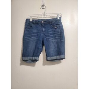 Mudd Girls Med Washed Cuffed Denim Blue Jean Shorts Size 14